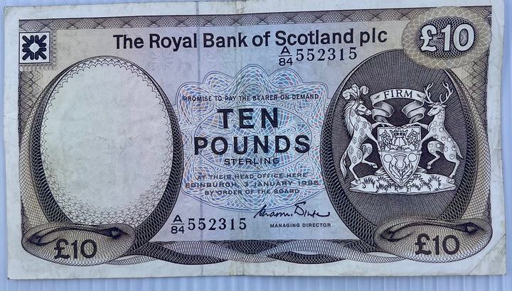 Scotland 1984 10 Pounds P-343 Used World Banknote Cool Coins & Notes 