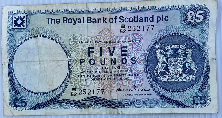 Scotland 1985 5 Pounds P-342 Used World Banknote Cool Coins & Notes 