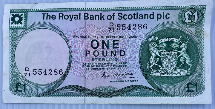 Scotland 1986 1 Pound P-341 Used World Banknote Cool Coins & Notes 