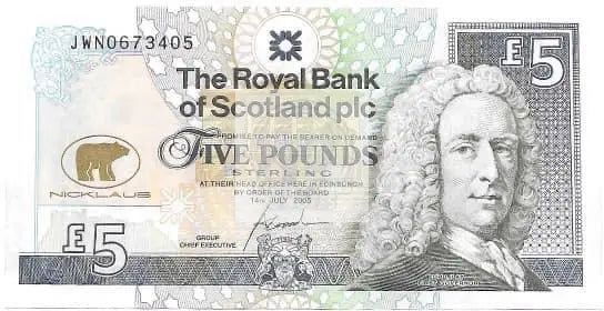 Scotland 2005 UNC Jack Nicklaus 5 Pounds World Banknote - Cool Coins & Notes