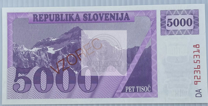 Slovenia 1992 5000 Tolarjev P-10s UNC Specimen World Banknote Currency - Cool Coins & Notes