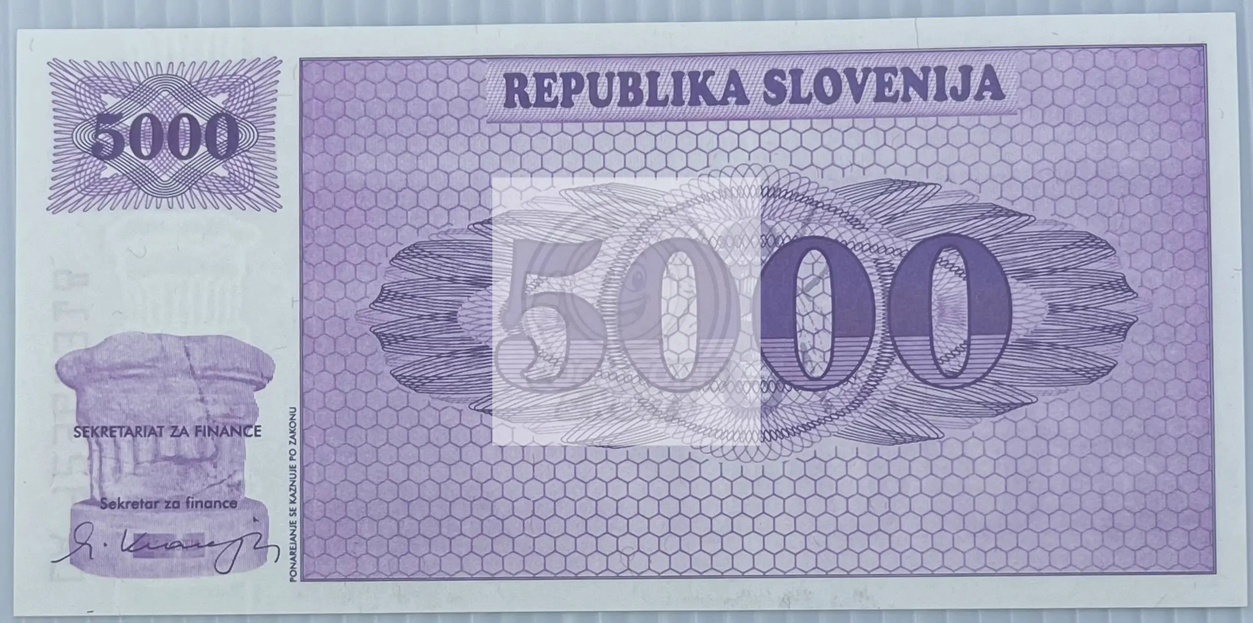 Slovenia 1992 5000 Tolarjev P-10s UNC Specimen World Banknote Currency - Cool Coins & Notes