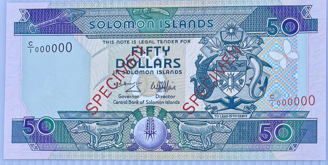 Solomon Islands 1996 50 Dollars P-22s UNC Specimen Banknote Cool Coins & Notes