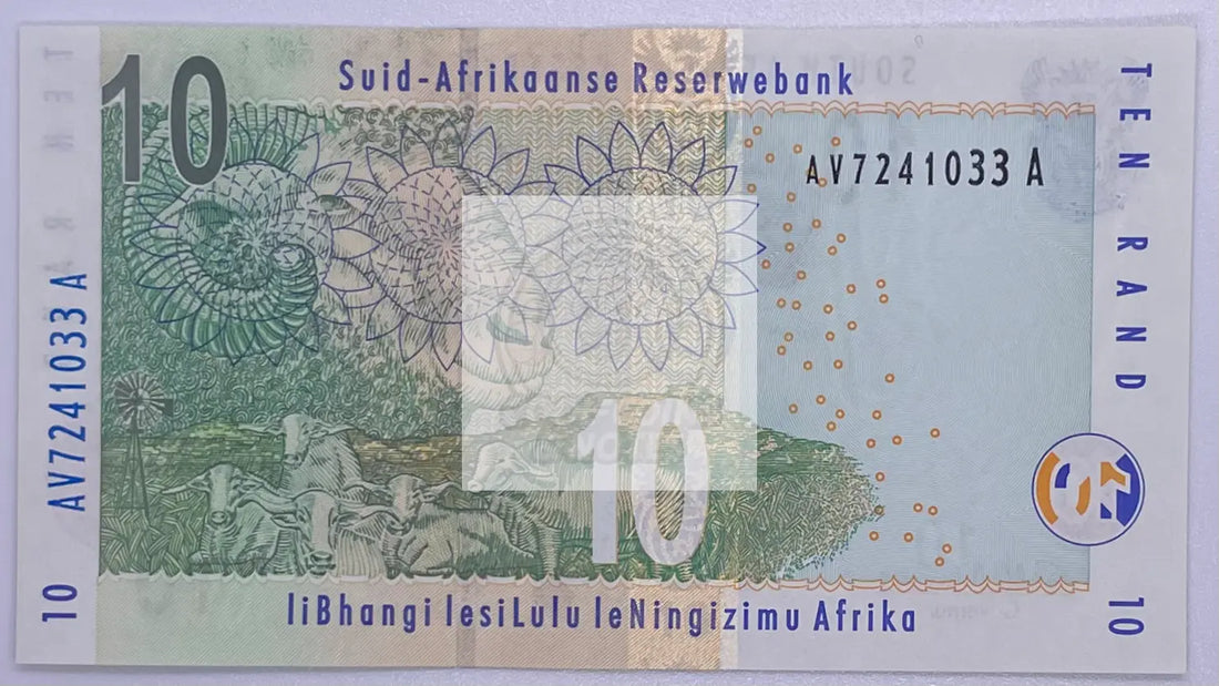South Africa 10 Rand Rhino P-123a Banknote - Cool Coins & Notes
