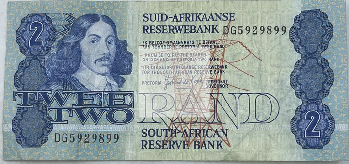 South Africa 1981-1993 2 Rand P-118c, Used World Banknote Currency - Cool Coins & Notes