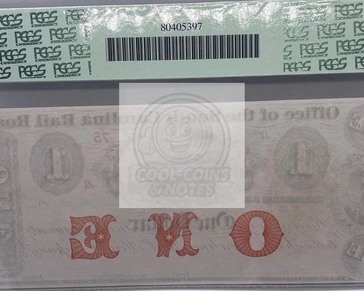 South Carolina Charleston Rail Road $1 18XX PCGS 66 PPQ- LOW 2 DIGITS SERIAL #86 - Cool Coins & Notes