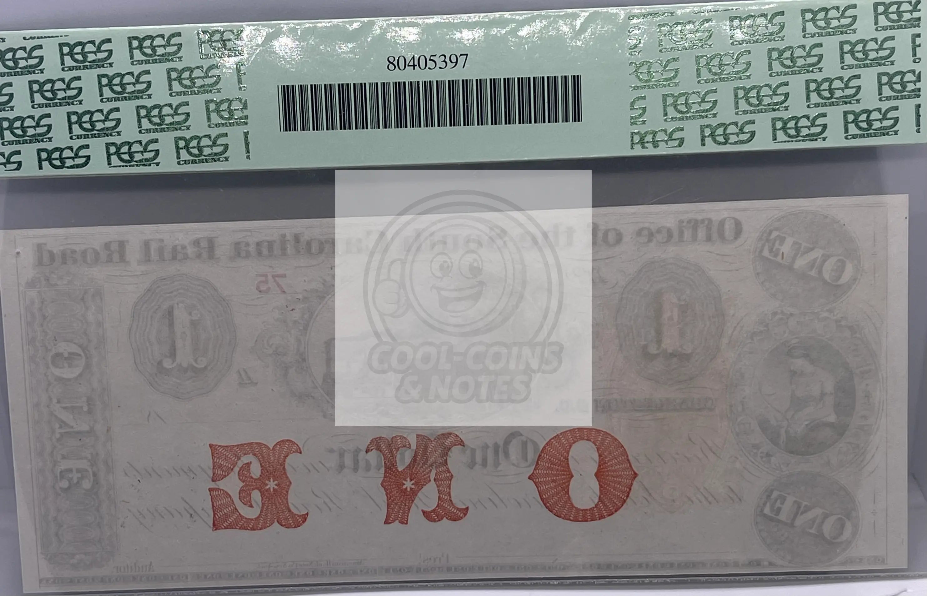 South Carolina Charleston Rail Road $1 18XX PCGS 66 PPQ- LOW 2 DIGITS SERIAL #86 - Cool Coins & Notes