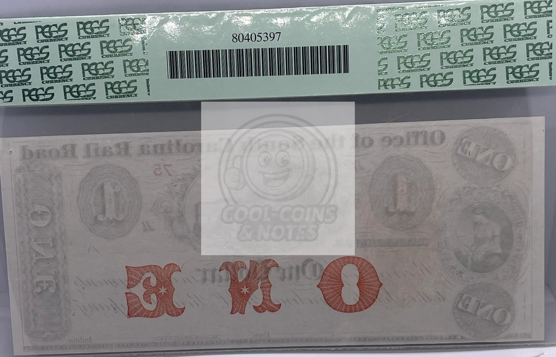 South Carolina Charleston Rail Road $1 18XX PCGS 66 PPQ- LOW 2 DIGITS SERIAL #86 - Cool Coins & Notes