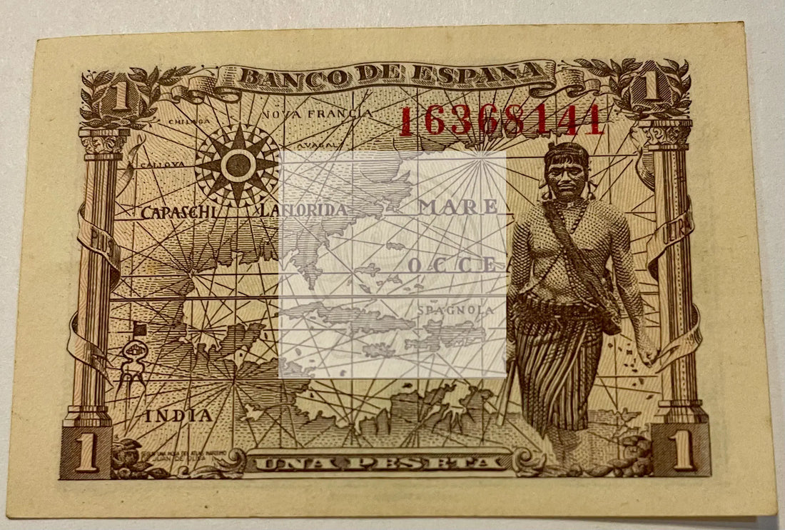 Spain 1945 1 Peseta P128a.2 AU, Banknote - Cool Coins & Notes