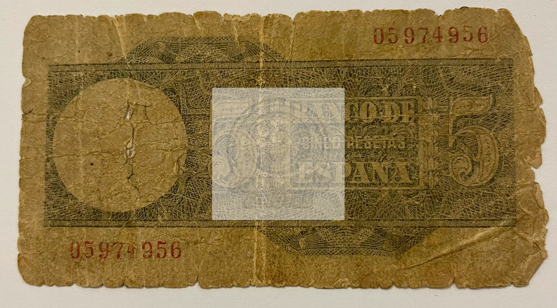 Spain 5 Pesetas 1948 P-136, Used Banknote - Cool Coins & Notes
