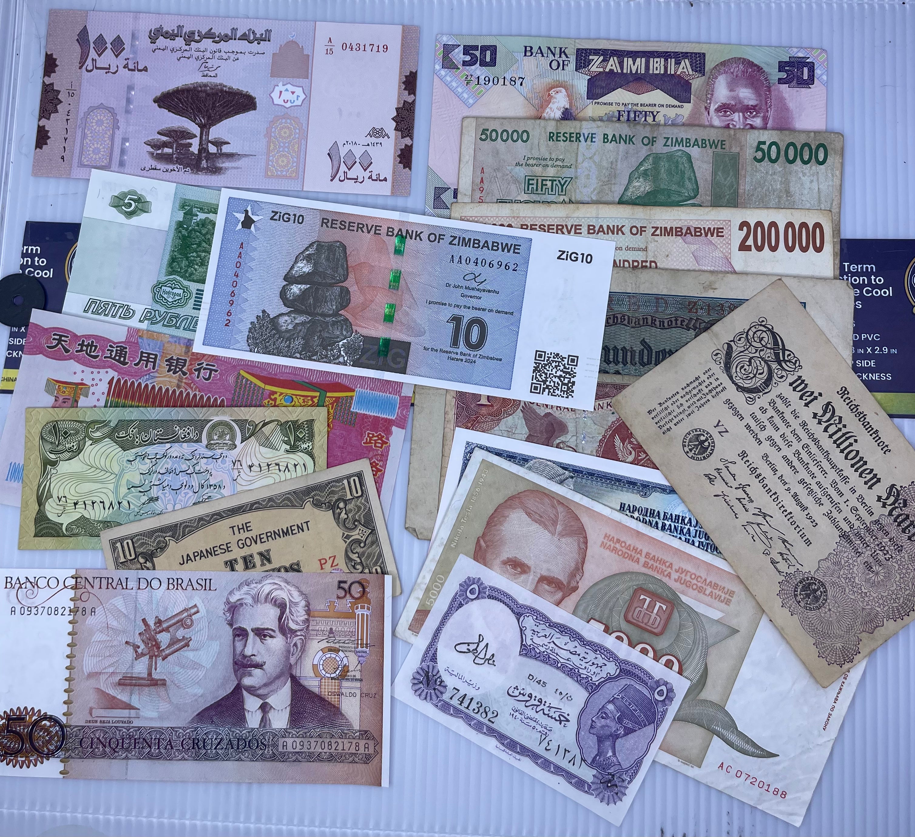 Starter Banknote Set – 14 Notes (Circulated & UNC) + 2024 Zimbabwe 10 Zig Gold Back Note - Cool Coins & Notes