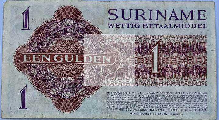 Suriname 1949 1 Gulden P-106 Used World Banknote - Cool Coins & Notes