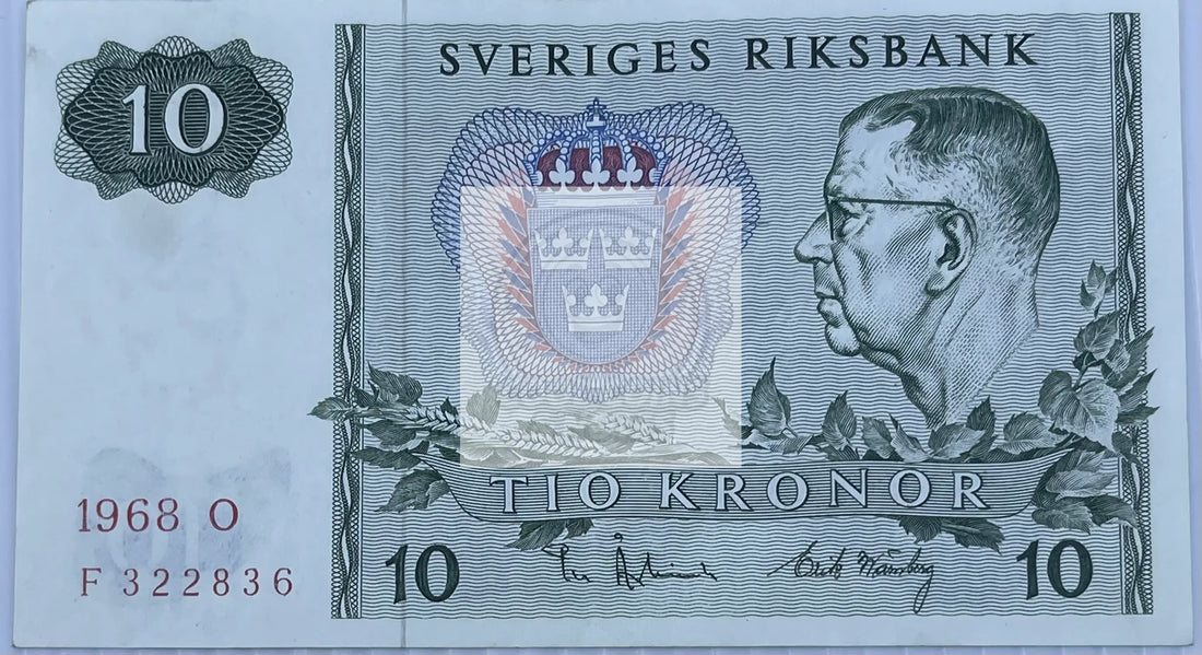 Sweden 1968 10 Kronur P-52b AU Northern Lights World Banknote Currency - Cool Coins & Notes