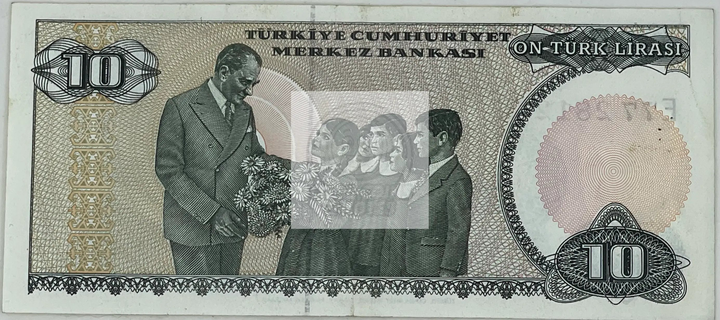 1970 Turkey 110 Lirasi banknote featuring Mustafa Kemal Atatürk and Maiden Tower in Istanbul