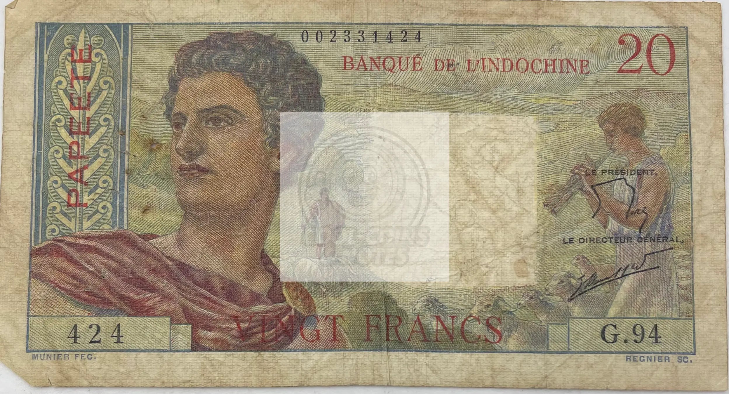 Tahiti 1963 20 Francs P21a, Used World Banknote Currency - Cool Coins & Notes