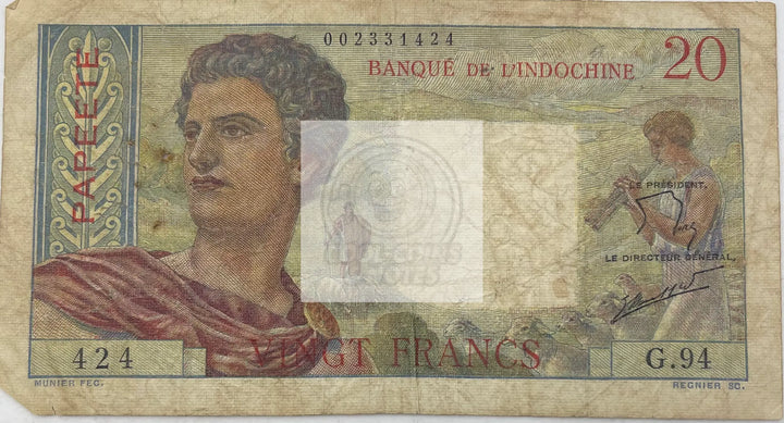 Tahiti 1963 20 Francs P21a, Used World Banknote Currency - Cool Coins & Notes