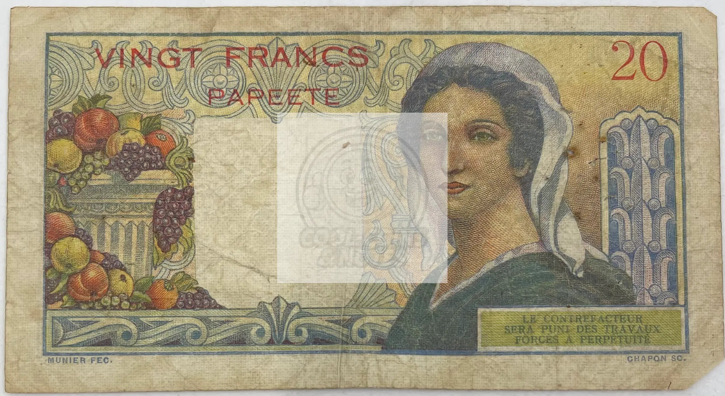 Tahiti 1963 20 Francs P21a, Used World Banknote Currency - Cool Coins & Notes
