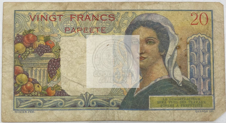 Tahiti 1963 20 Francs P21a, Used World Banknote Currency - Cool Coins & Notes