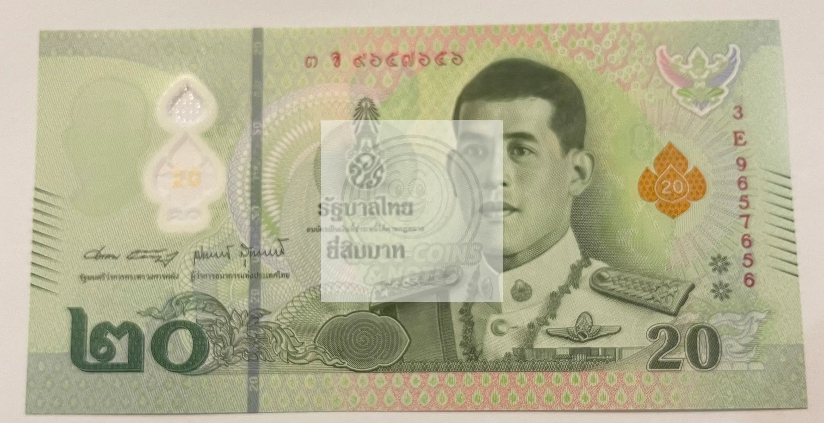 Thailand 20 Baht banknote 2022 polymer P-142a.1 with vibrant colors and intricate designs