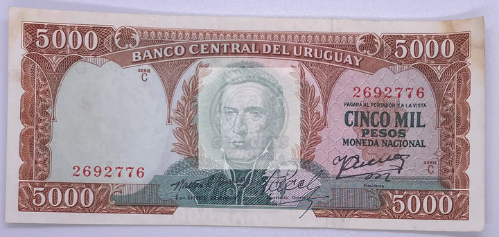 The 1967 Uruguay 5000 Pesos banknote in VF (Very Fine) condition is a tangible a - Cool Coins & Notes