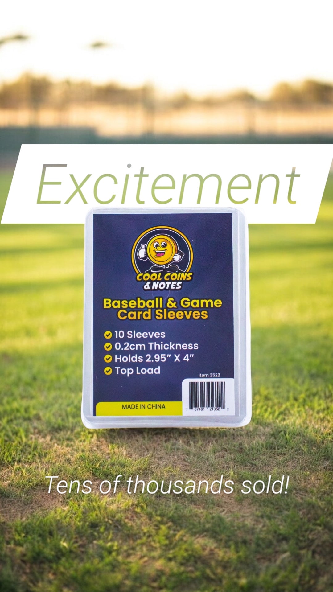 10 Clear Baseball Game Rigid Card Sleeves Topload Holders 3" X 4" Cool Coins & Notes