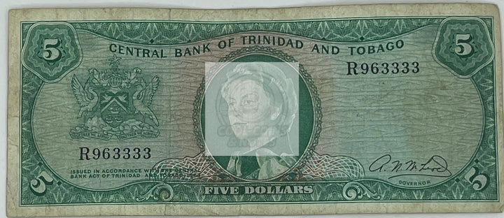 Trinidad and Tobago P-27c 5 Dollars 1964, Used World Banknote - Cool Coins & Notes