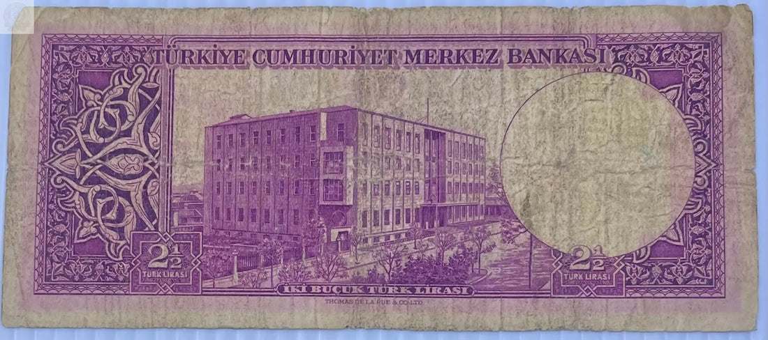 Turkey 1955-1966 2-1/2 Lira P151a, Used Banknote Cool Coins & Notes