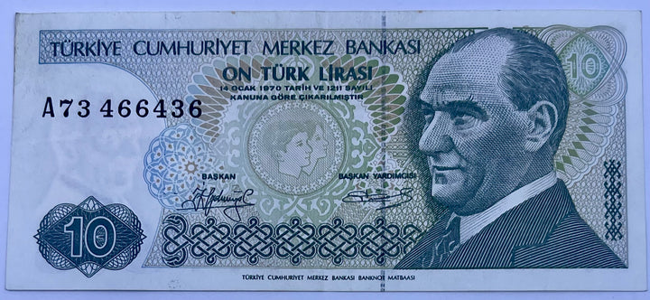 Turkey 1979 10 Lira P-192 Used World Banknote Cool Coins & Notes 