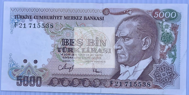 Turkey 1988-1984 5000 Lira P-197 Used World Banknote Cool Coins & Notes 