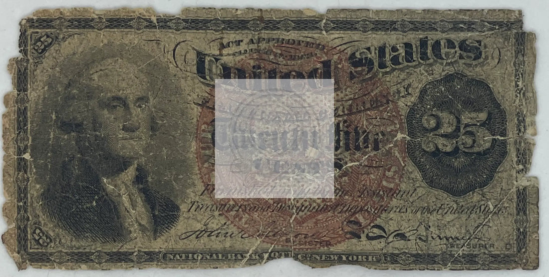 USA 1863 25 Cents P-118b TEAR, Used World Banknote - Cool Coins & Notes