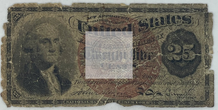 USA 1863 25 Cents P-118b TEAR, Used World Banknote - Cool Coins & Notes