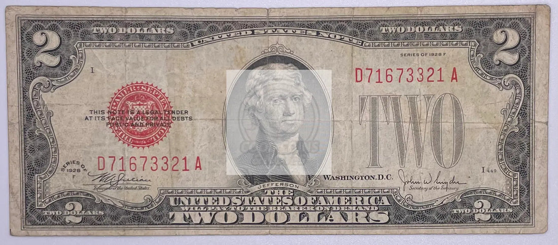 USA 1928F $2 Red Seal FR# 1507 Banknote - Cool Coins & Notes