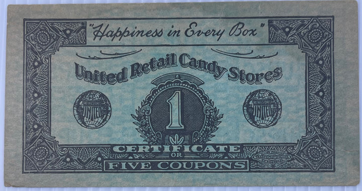 United Retail Candy Stores Ad Note – 1920s - Cool Coins & Notes