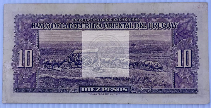 Uruguay 1939 10 Pesos P-37c World Banknote Currency Cool Coins & Notes 