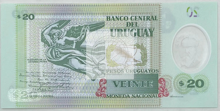 Uruguay 20 Pesos Uruguayos Banknote, 2020, P-101a.1, UNC, Polymer - Cool Coins & Notes