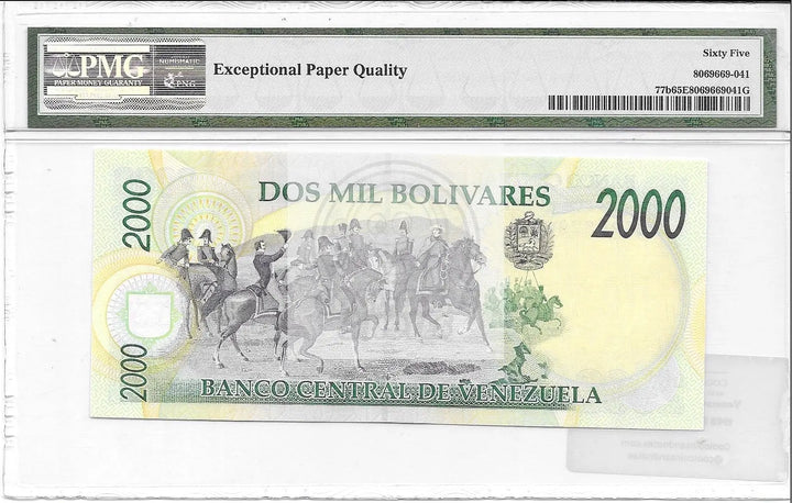 Venezuela 2000 Bolivares 1998 P 77 c Superb Gem UNC PMG 65 EPQ - Cool Coins & Notes