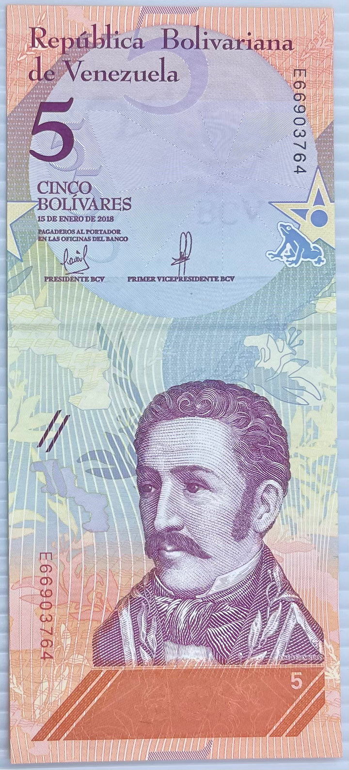 Venezuela 2018 5 Bolivares, P-102a, UNC Frog World Banknote Currency - Cool Coins & Notes