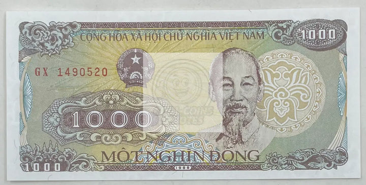 Vietnamese Currency 1,000 Vietnam Dong Banknote, 1988, P-106, UNC - Cool Coins & Notes