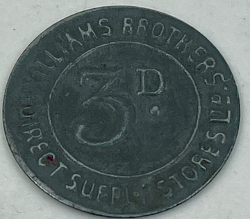 Vintage Williams Brothers 3d denomination tinned iron token 27mm collectible coin