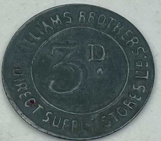Vintage Williams Brothers 3d Denomination Tinned Iron Token 27 mm