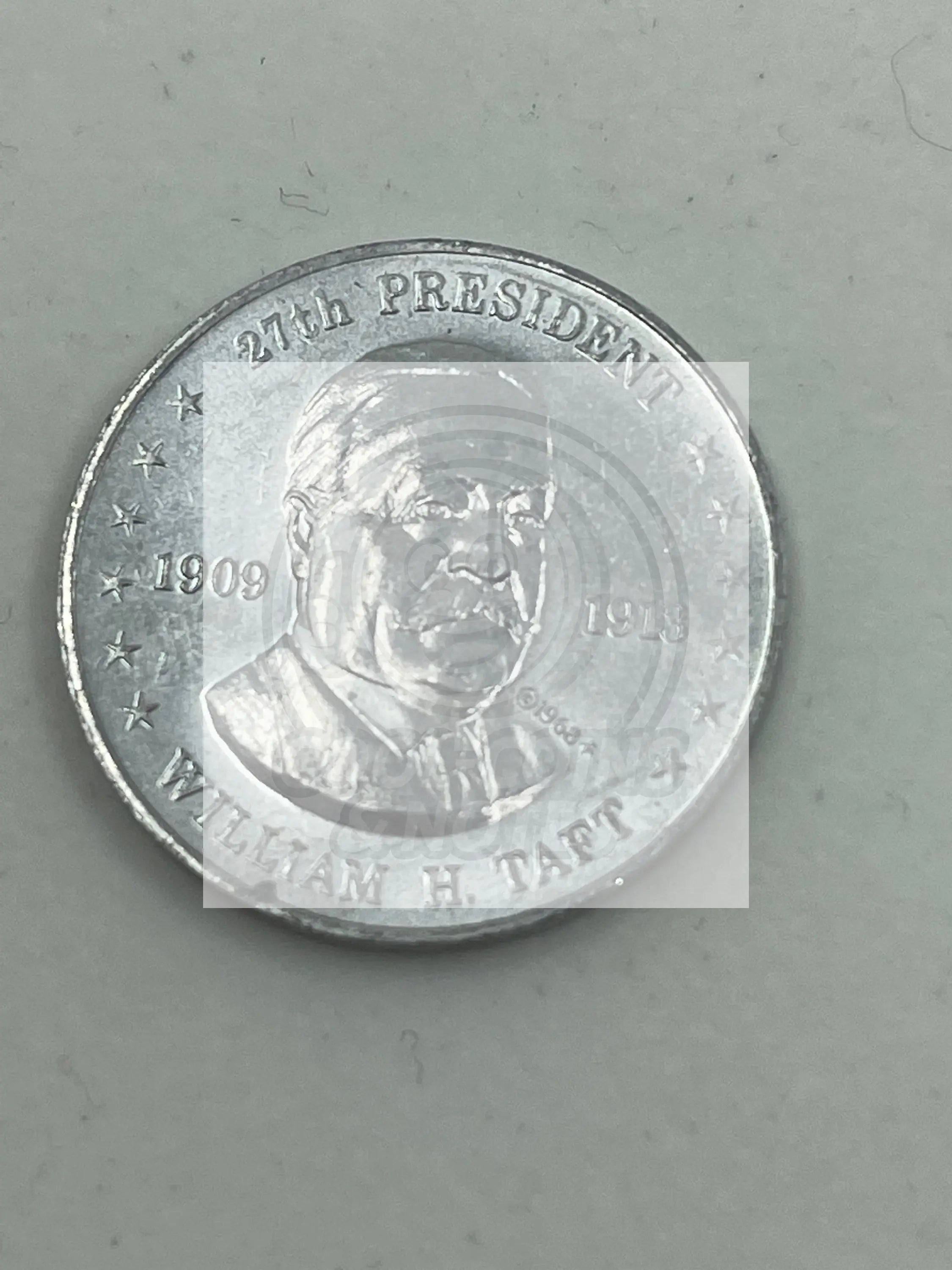 William H Taft Shells Mr President Coin Game 26mm 1909-13 Aluminum 27th - Cool Coins & Notes