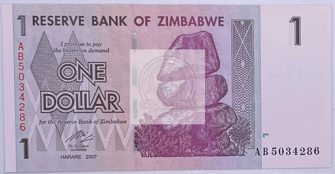 ZIMBABWE 1 DOLLAR 2007 P 65 UNC - Cool Coins & Notes