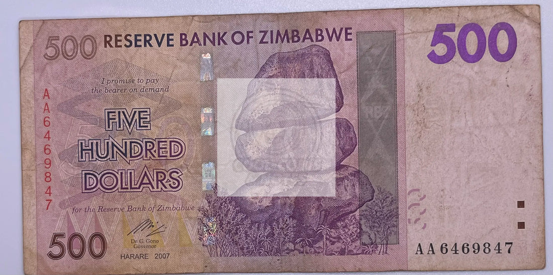 ZIMBABWE 500 DOLLARS, 2007, P-70, Used Banknote - Cool Coins & Notes