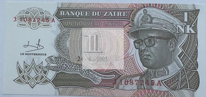 Zaire 1993 1 Nouveau Likuta Mobutu P47 UNC World Banknote Currency - Cool Coins & Notes