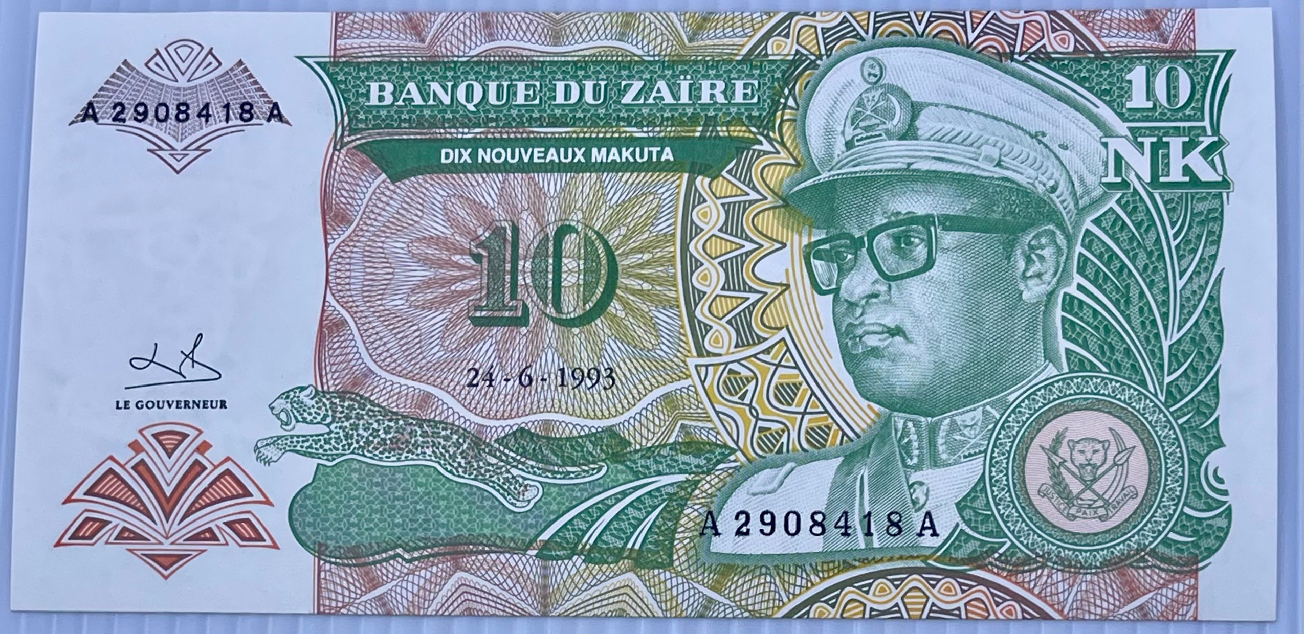 Zaire 1993 10 Zaires P-49 UNC World Banknote Currency Cool Coins & Notes 