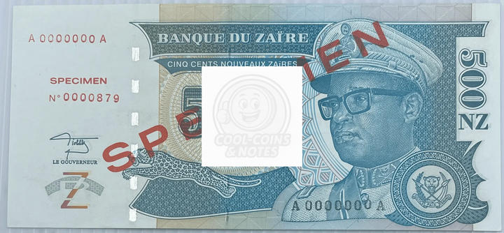 Zaire 1995 500 Zaires P-65s UNC Specimen World Banknote Currency
