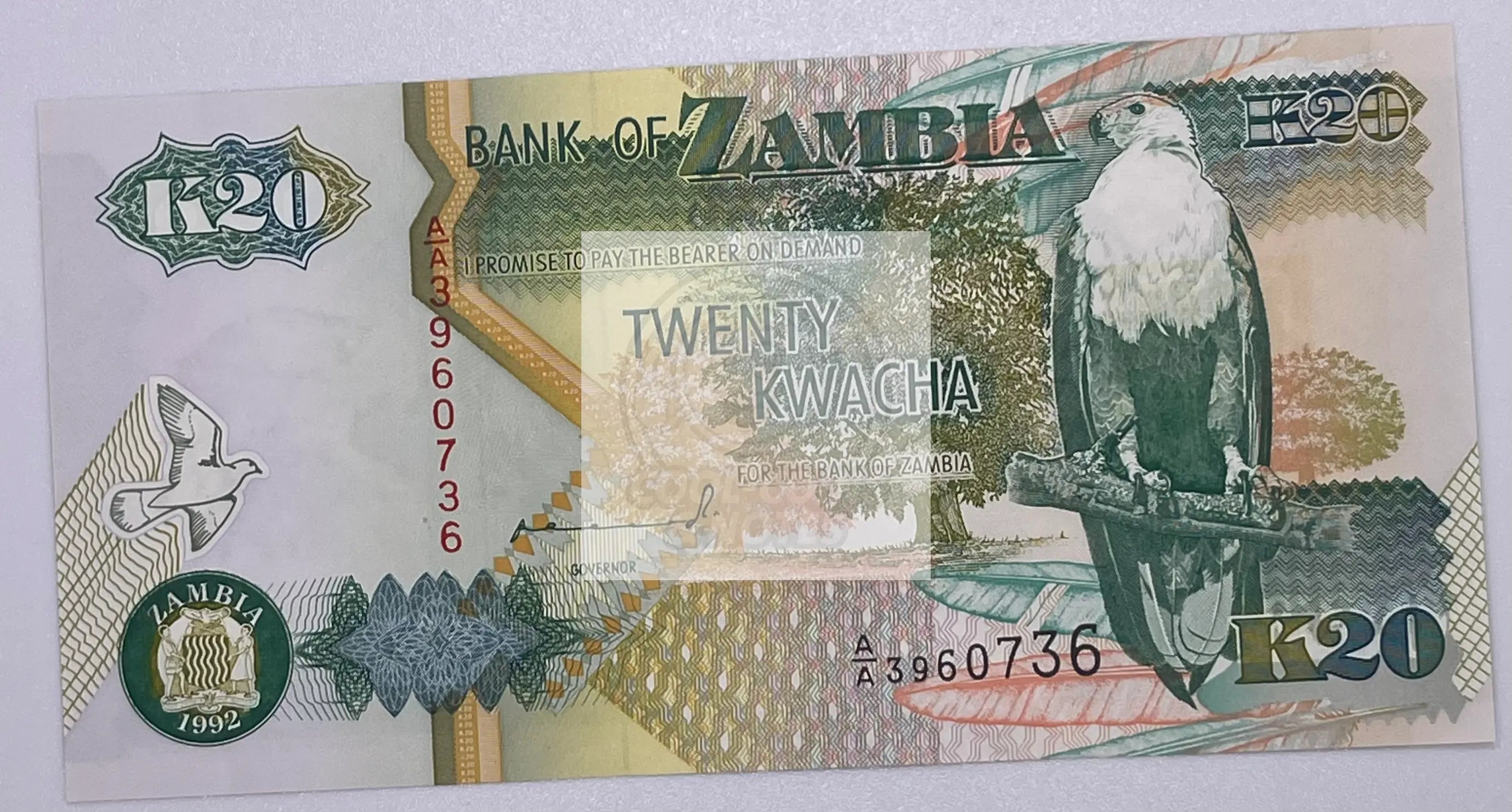 Zambia 20 Kwacha 1992 P 36 b UNC Banknote - Cool Coins & Notes