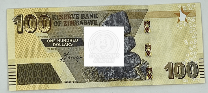Zimbabwe 100 Dollars 2020 P-106 UNC Banknote