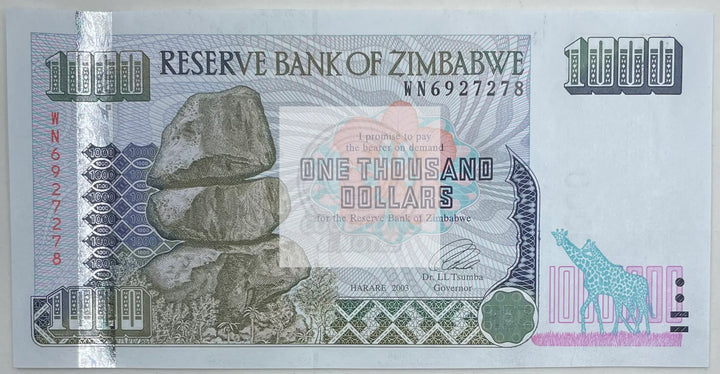 Zimbabwe 1,000 Dollars Banknote, 2003, P-12b, UNC - Cool Coins & Notes