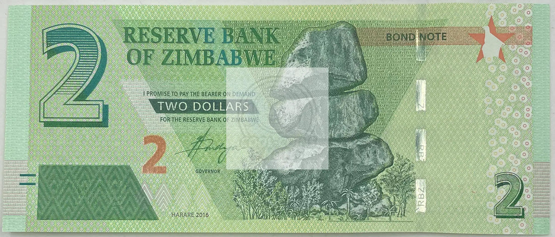 Zimbabwe 2 Dollars Banknote, 2016, P-99a.2, UNC - Cool Coins & Notes